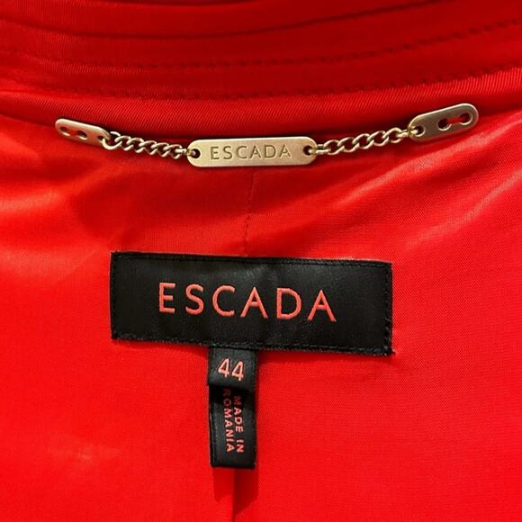 Escada Plus Size Trench Coat Jacket Red Cotton Double Breasted Womens - Picture 2 of 15